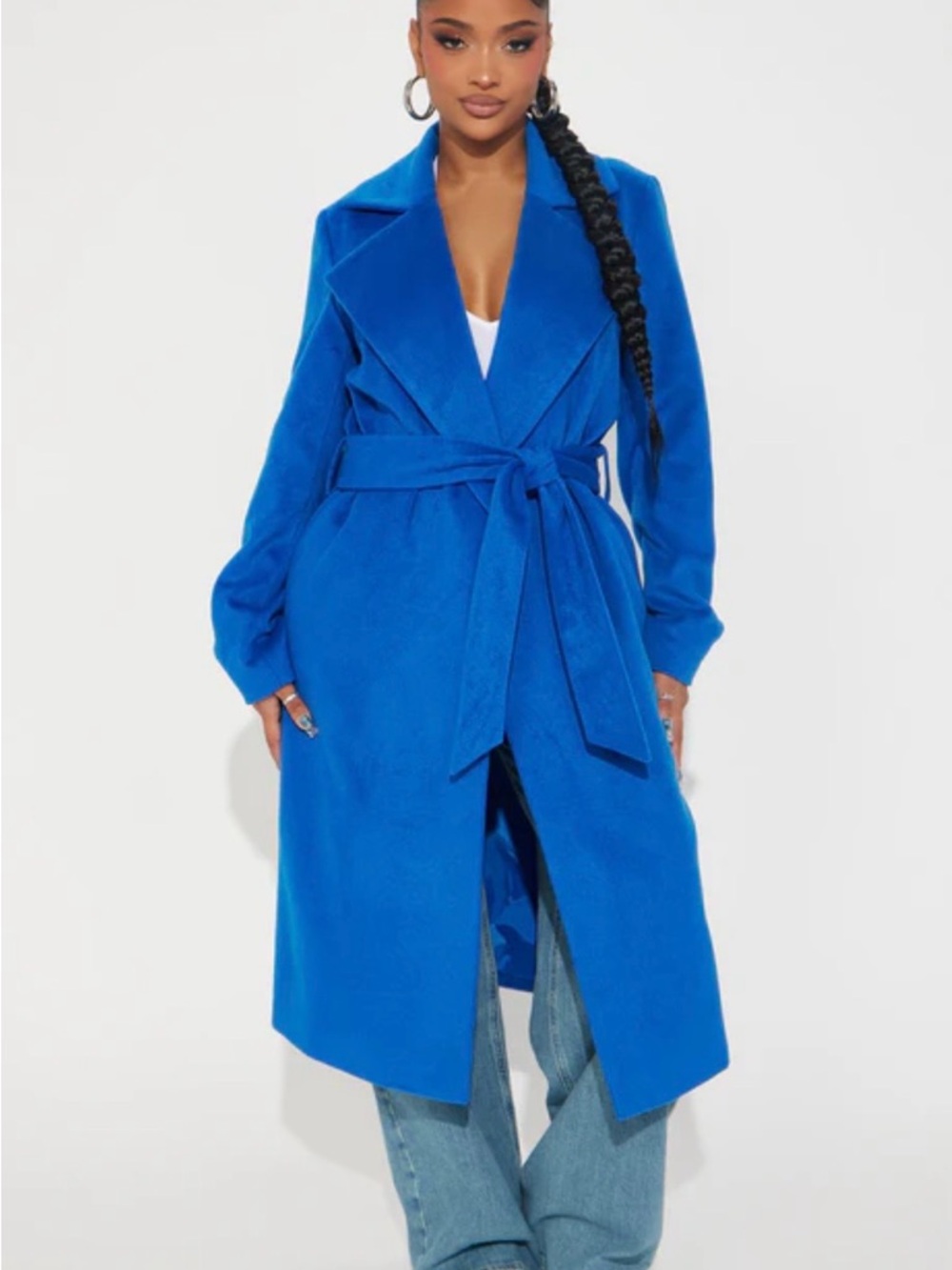 Fashion Nova Cobalt Blue Belted Trench Coat | Brand New w/ Tags